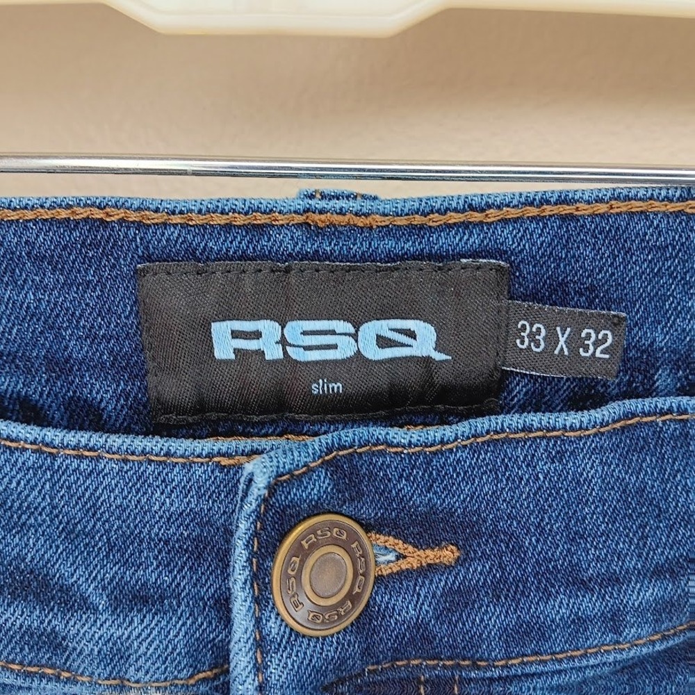 RSQ Slim Fit Jeans Mens 33x32 Medium Wash Blue Good Condition Denim - Picture 3 of 8
